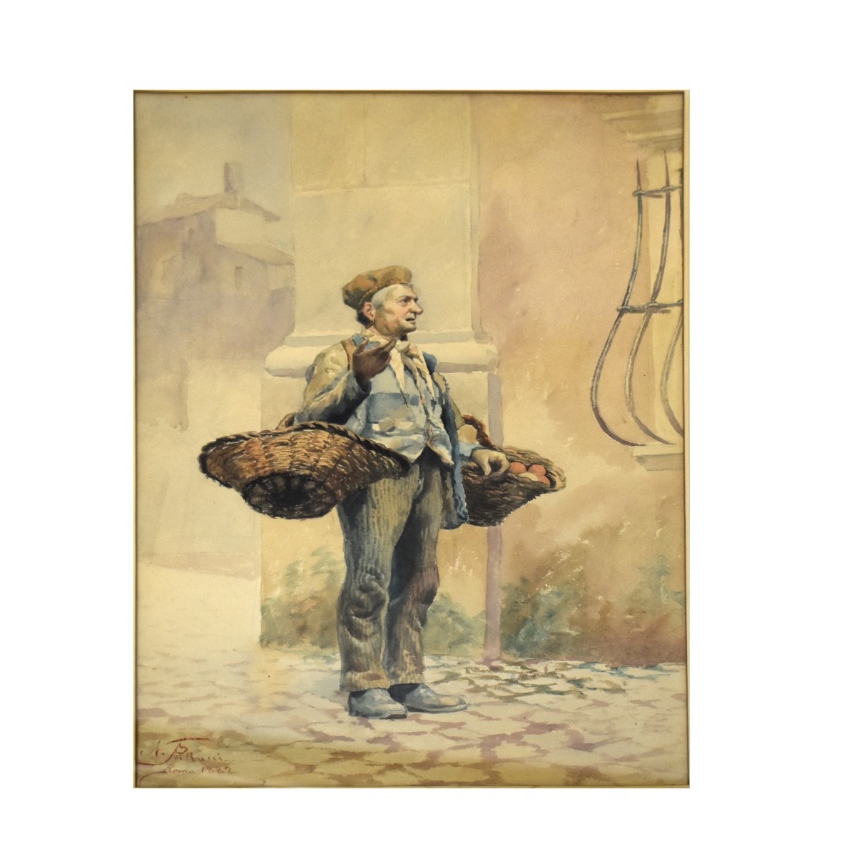19C N Poillucci (Italian) Watercolor