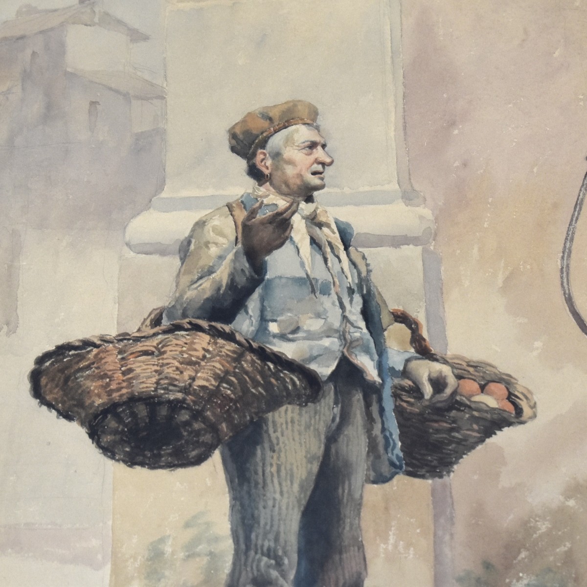 19C N Poillucci (Italian) Watercolor