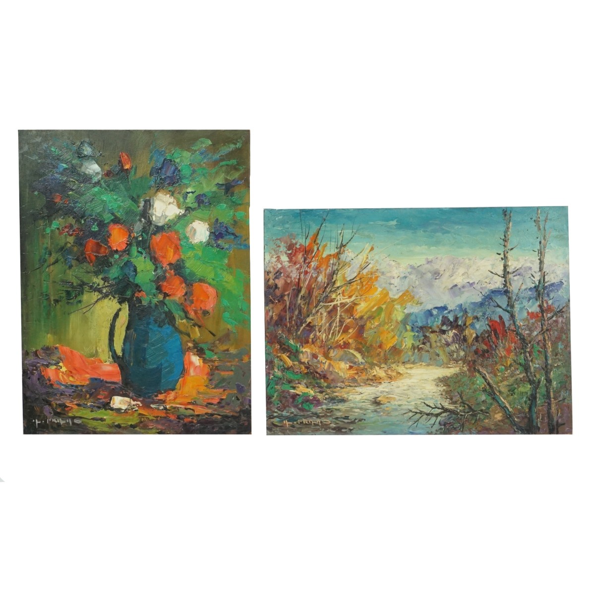 Two Oil / Masonite Landscape & Still Life