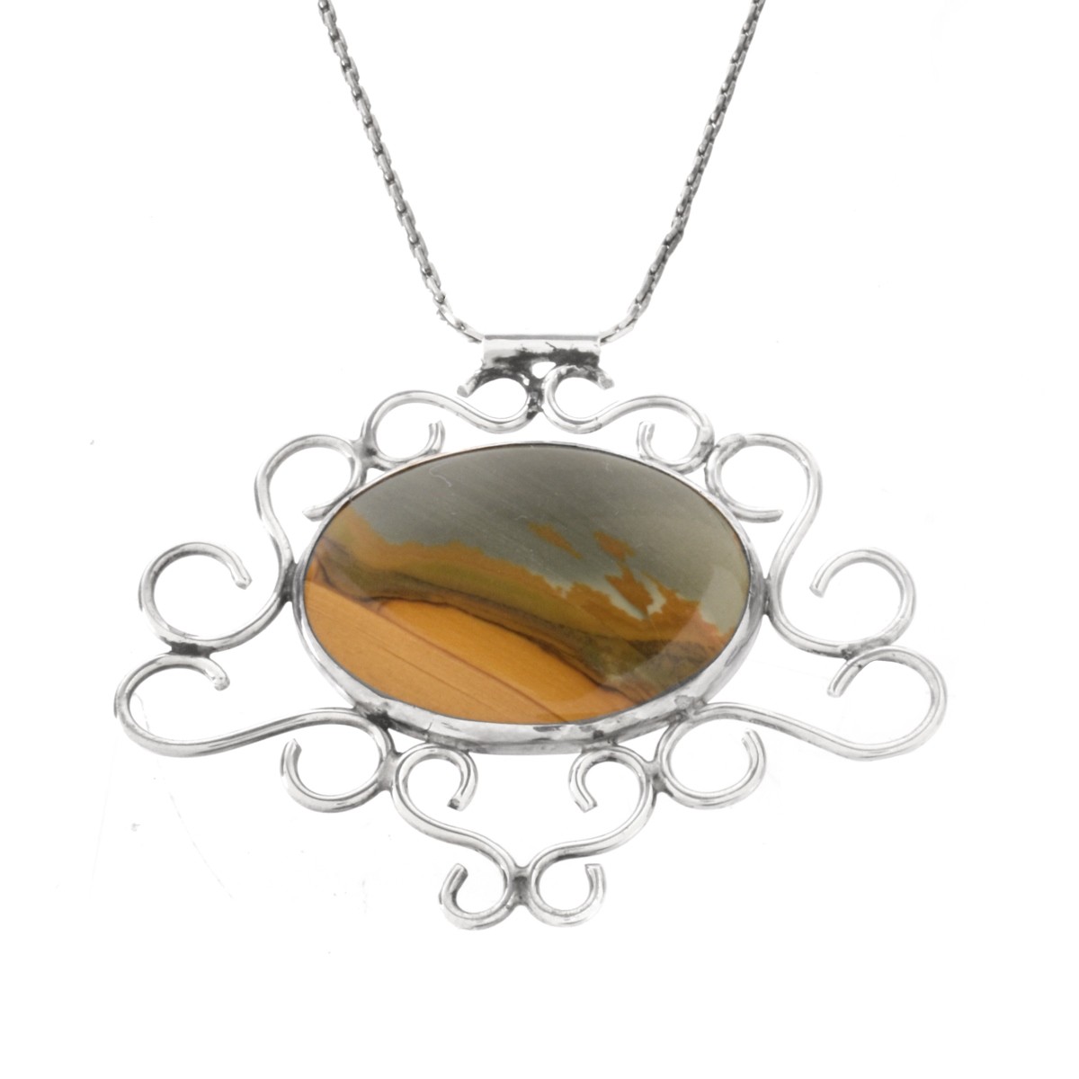Navajo Sterling Landscape Agate Jewelry