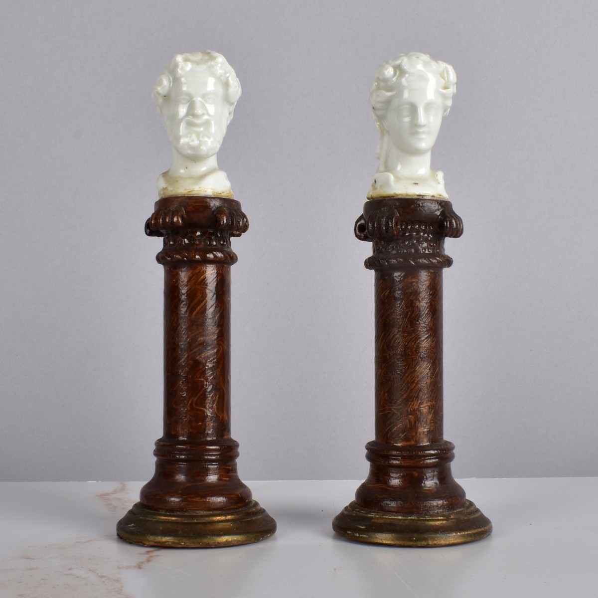 Pair of Antique Continental Miniature Busts