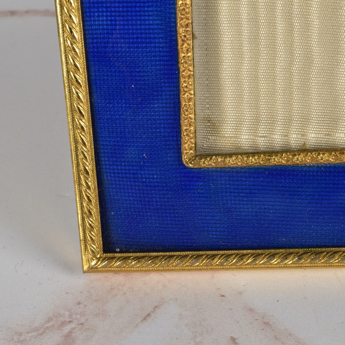 Vintage French Enamel & Brass Photo Frames
