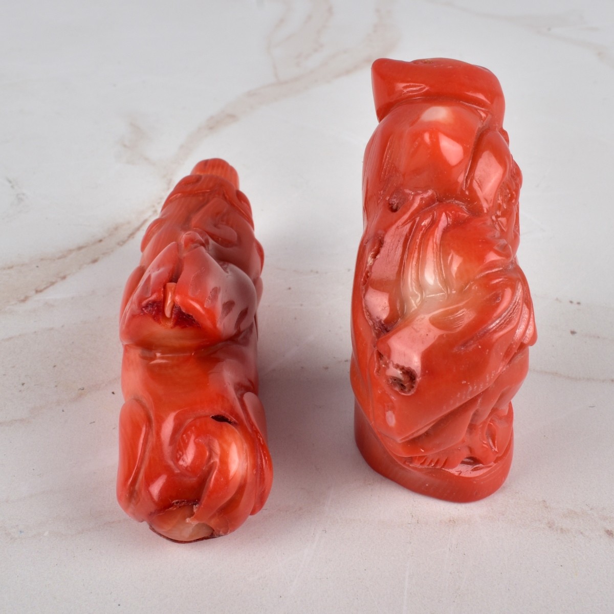Antique Chinese Coral Figurines