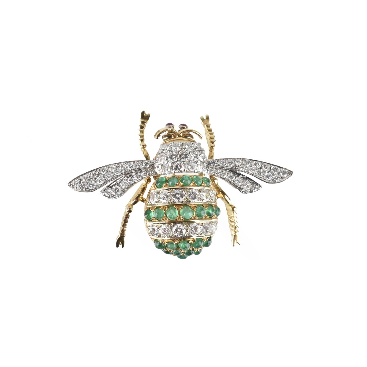 Diamond, Emerald and 18K Bee Brooch