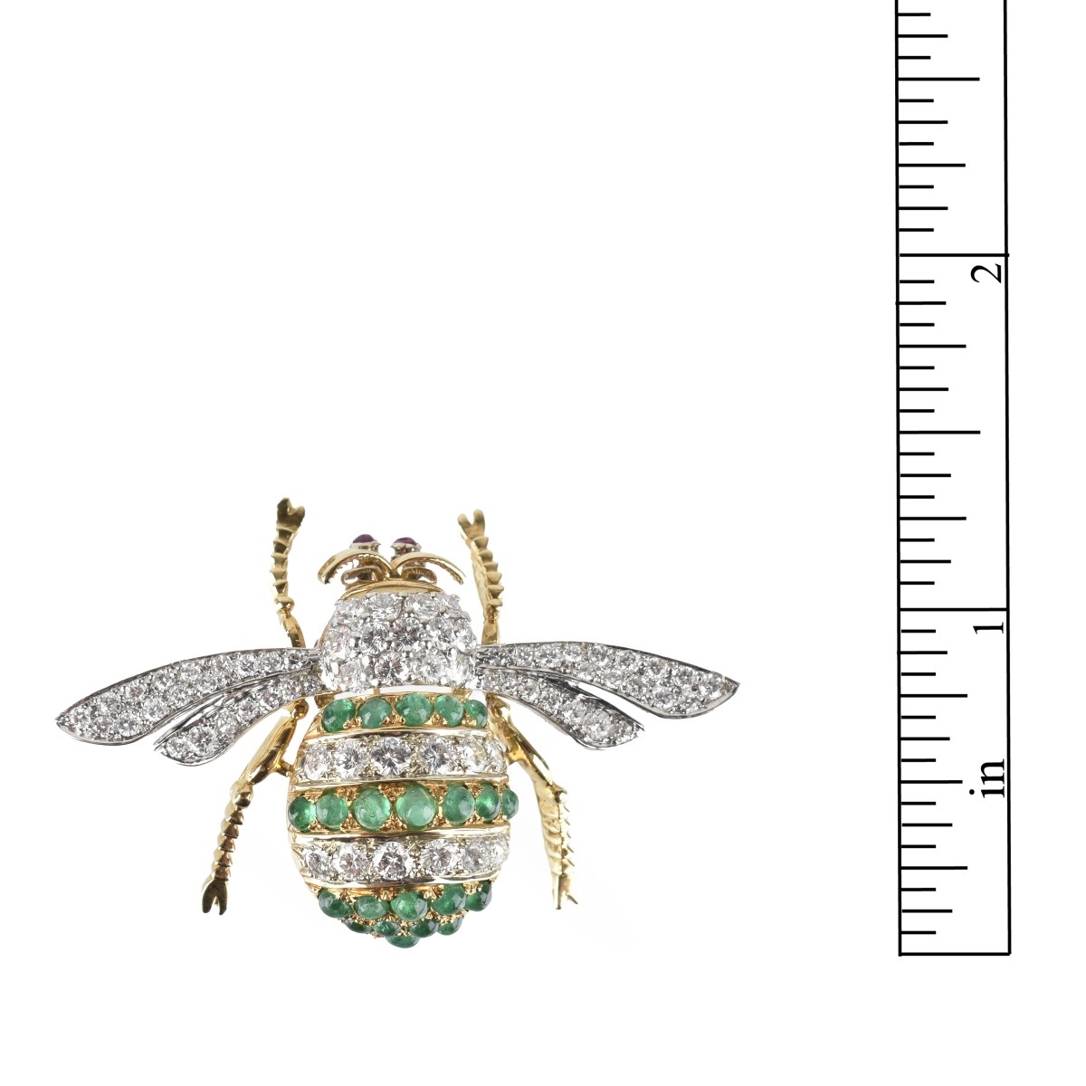Diamond, Emerald and 18K Bee Brooch
