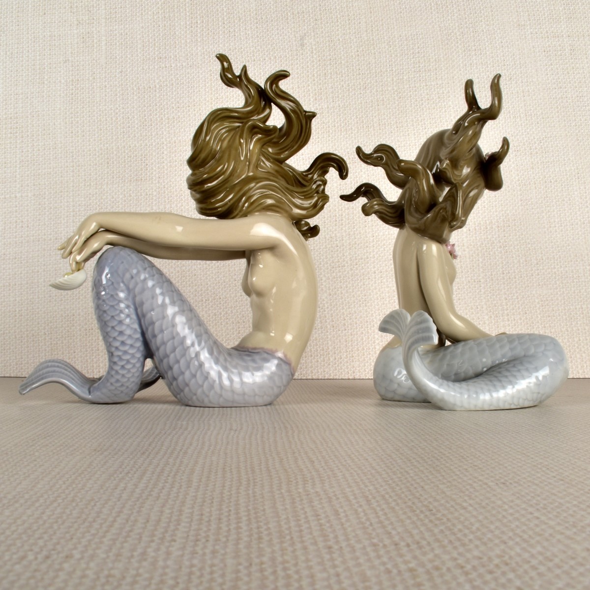 Two (2) Lladro Porcelain Mermaids