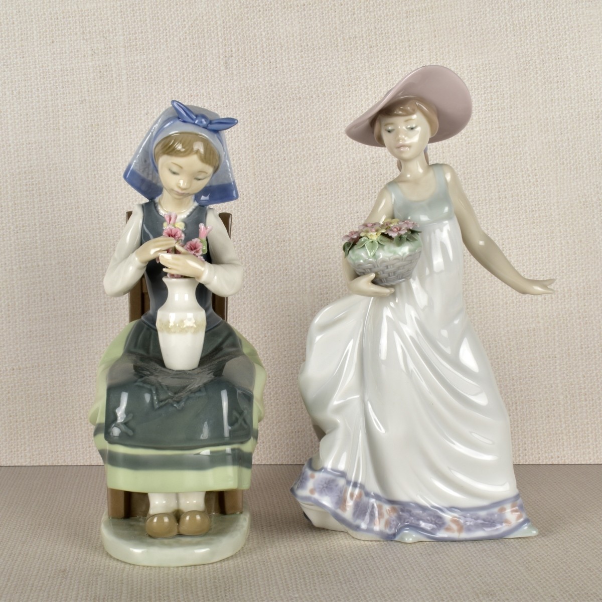 Two Lladro Porcelain Lady Figurines