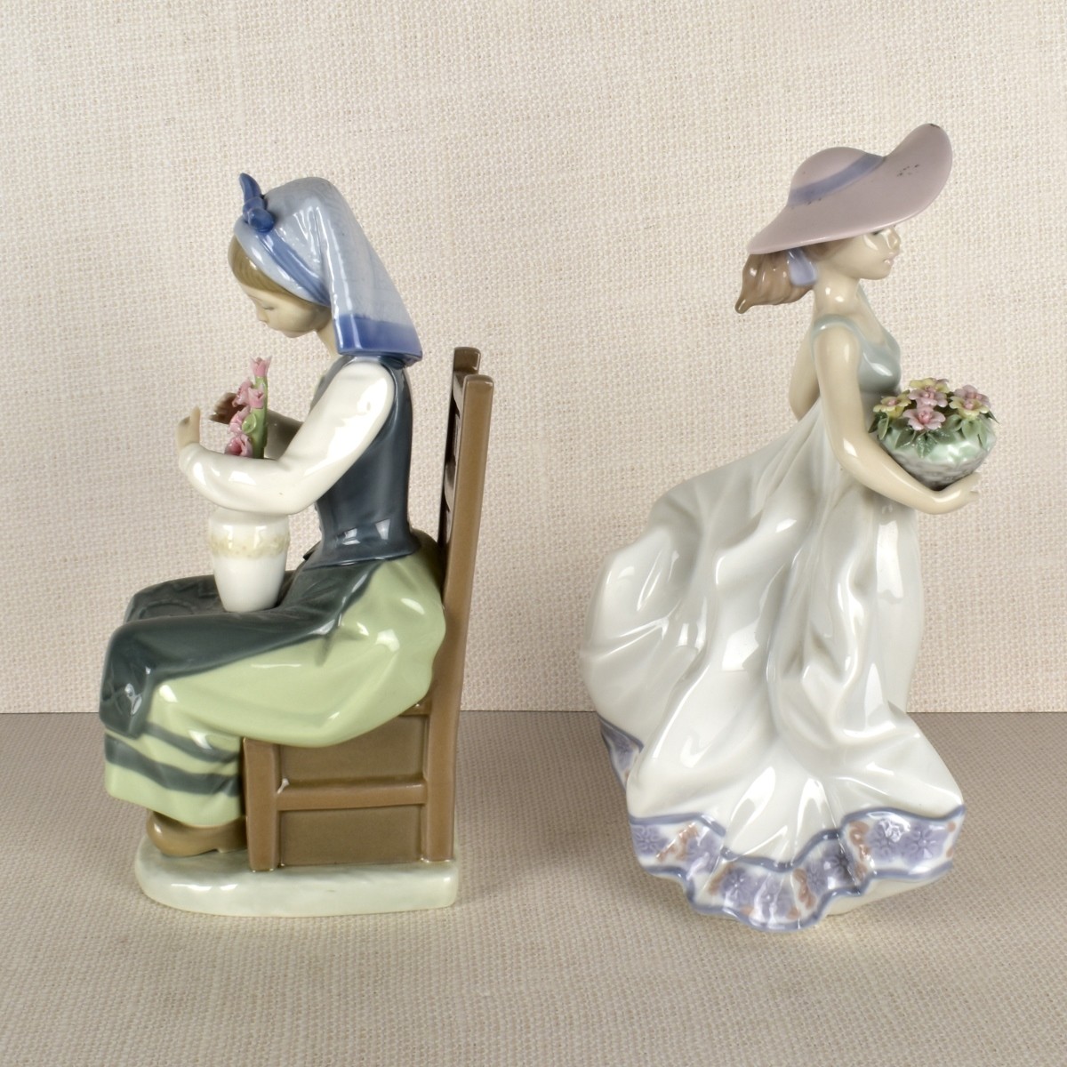 Two Lladro Porcelain Lady Figurines