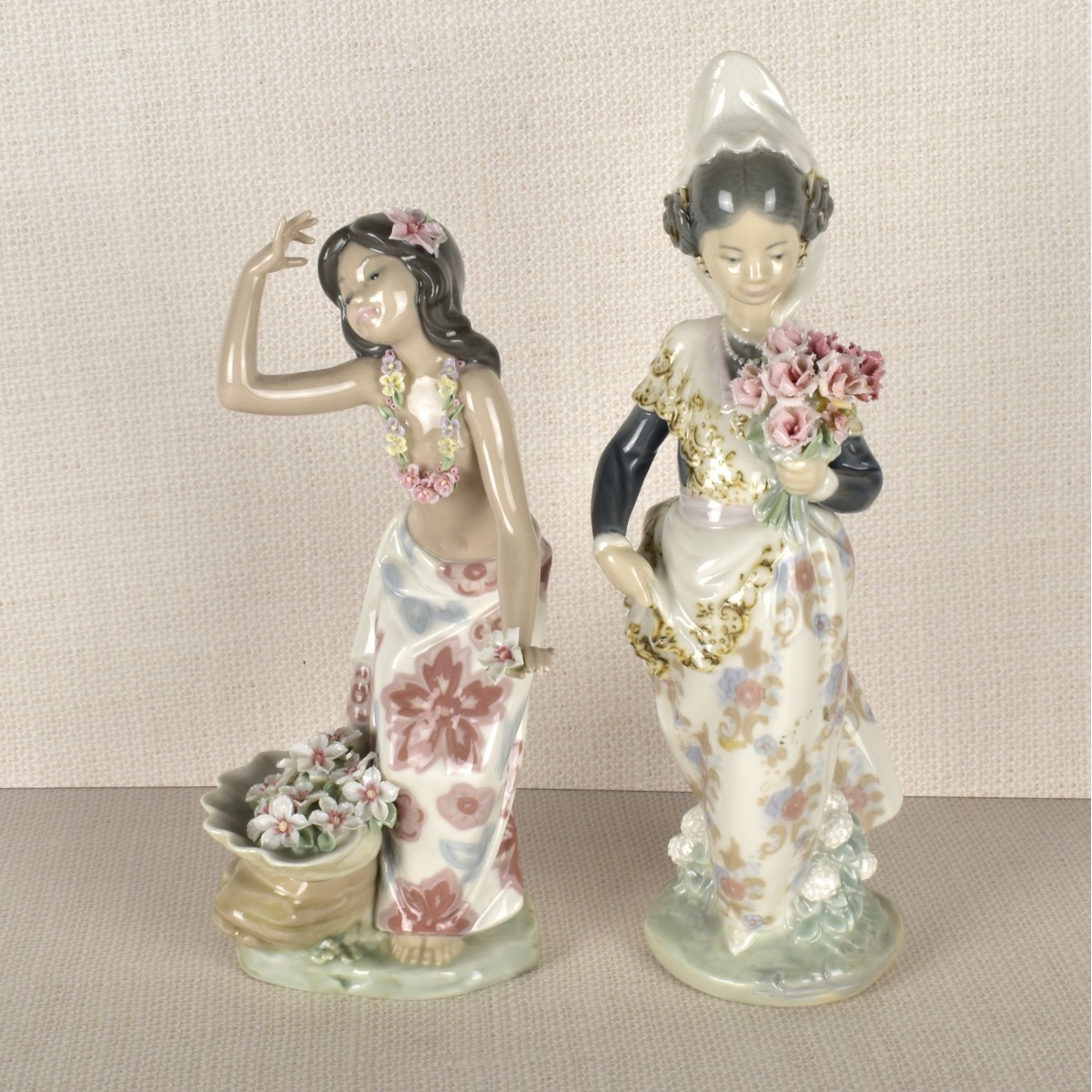 Two Lladro Porcelain Exotic Lady Figurines