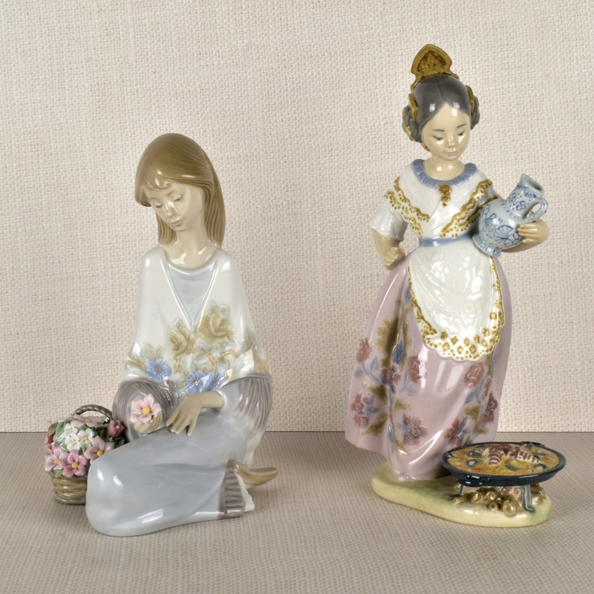 Two Lladro Porcelain Lady Figurines