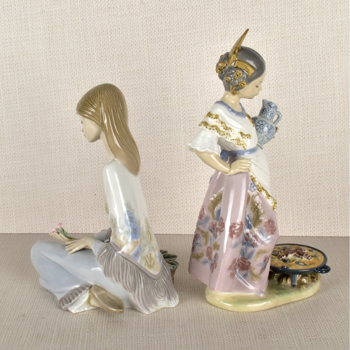 Two Lladro Porcelain Lady Figurines
