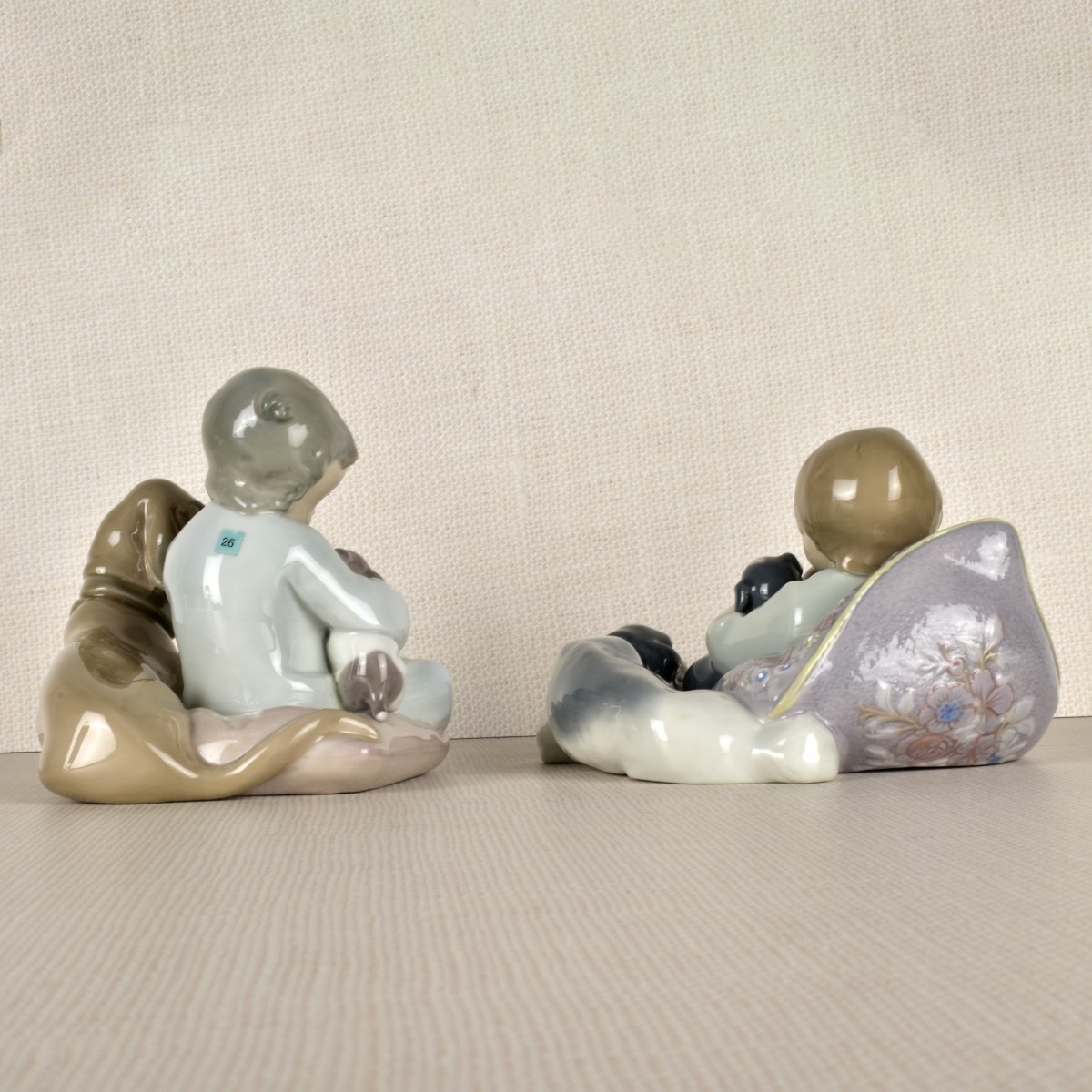 Two Lladro Porcelain Dogs with Children