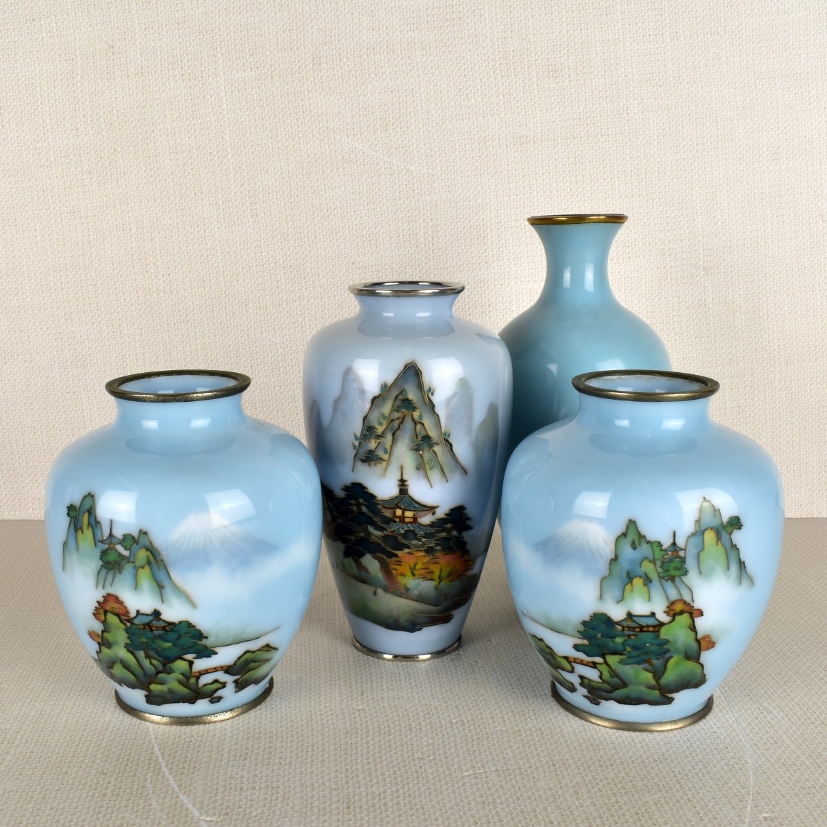 Collection of Four (4) Japanese Cloisonne Vases