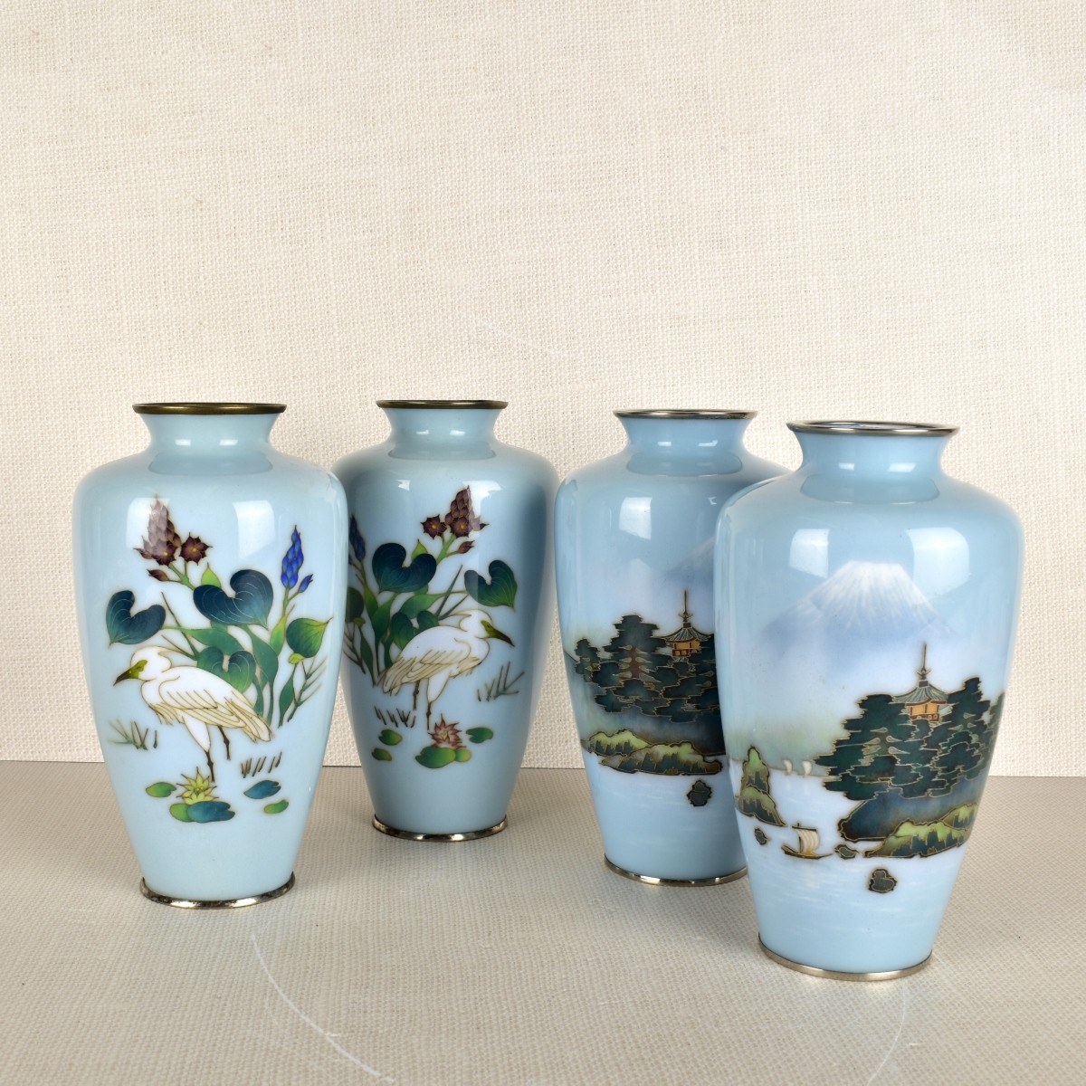 Collection of Four (4) Japanese Cloisonne Vases