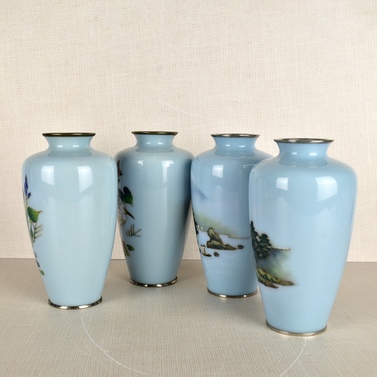 Collection of Four (4) Japanese Cloisonne Vases