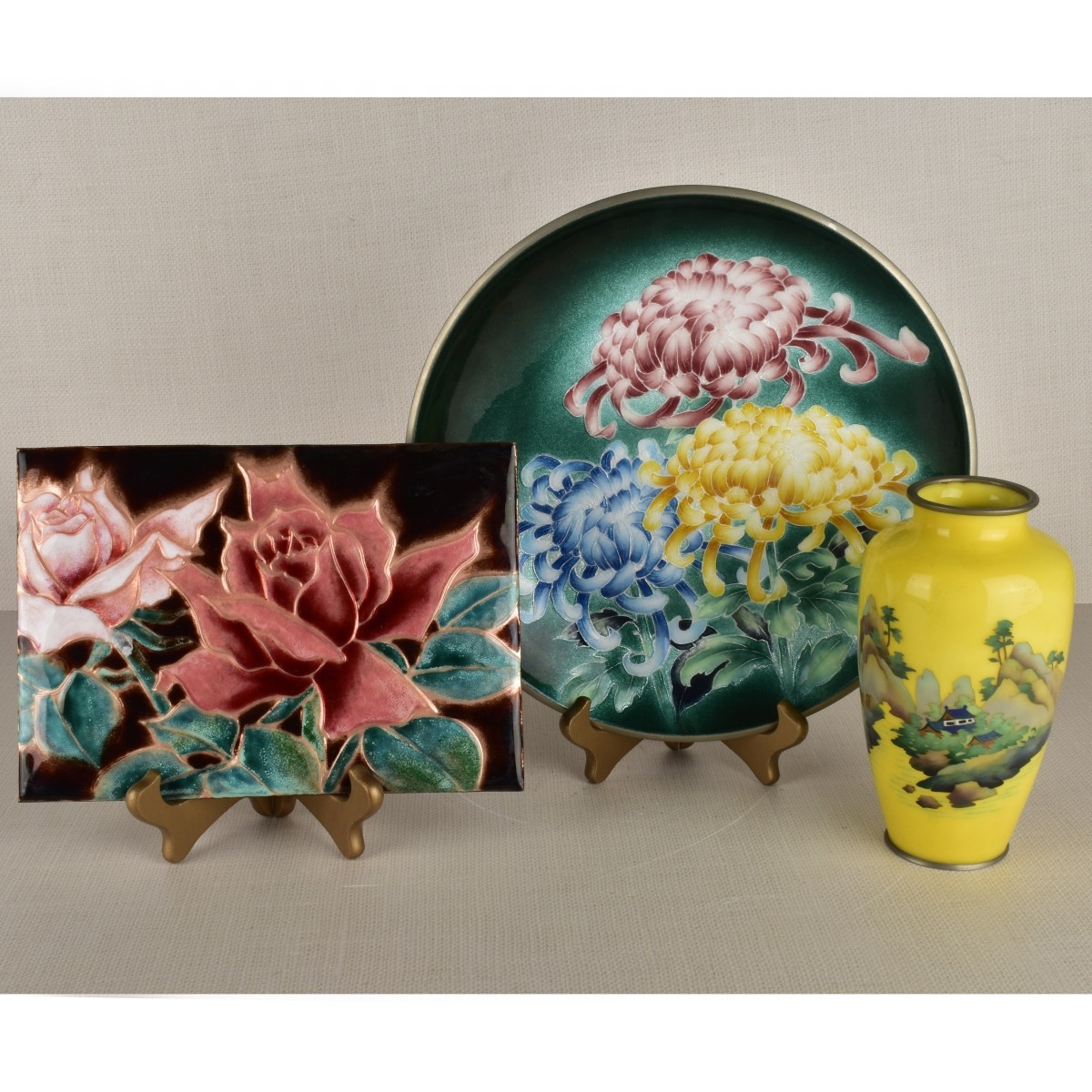 Three (3) Japanese Cloisonne Items
