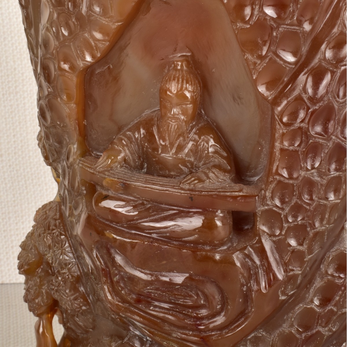 Chinese Natural Carnelian Brush Pot