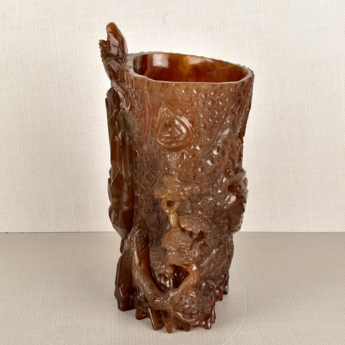 Chinese Natural Carnelian Brush Pot