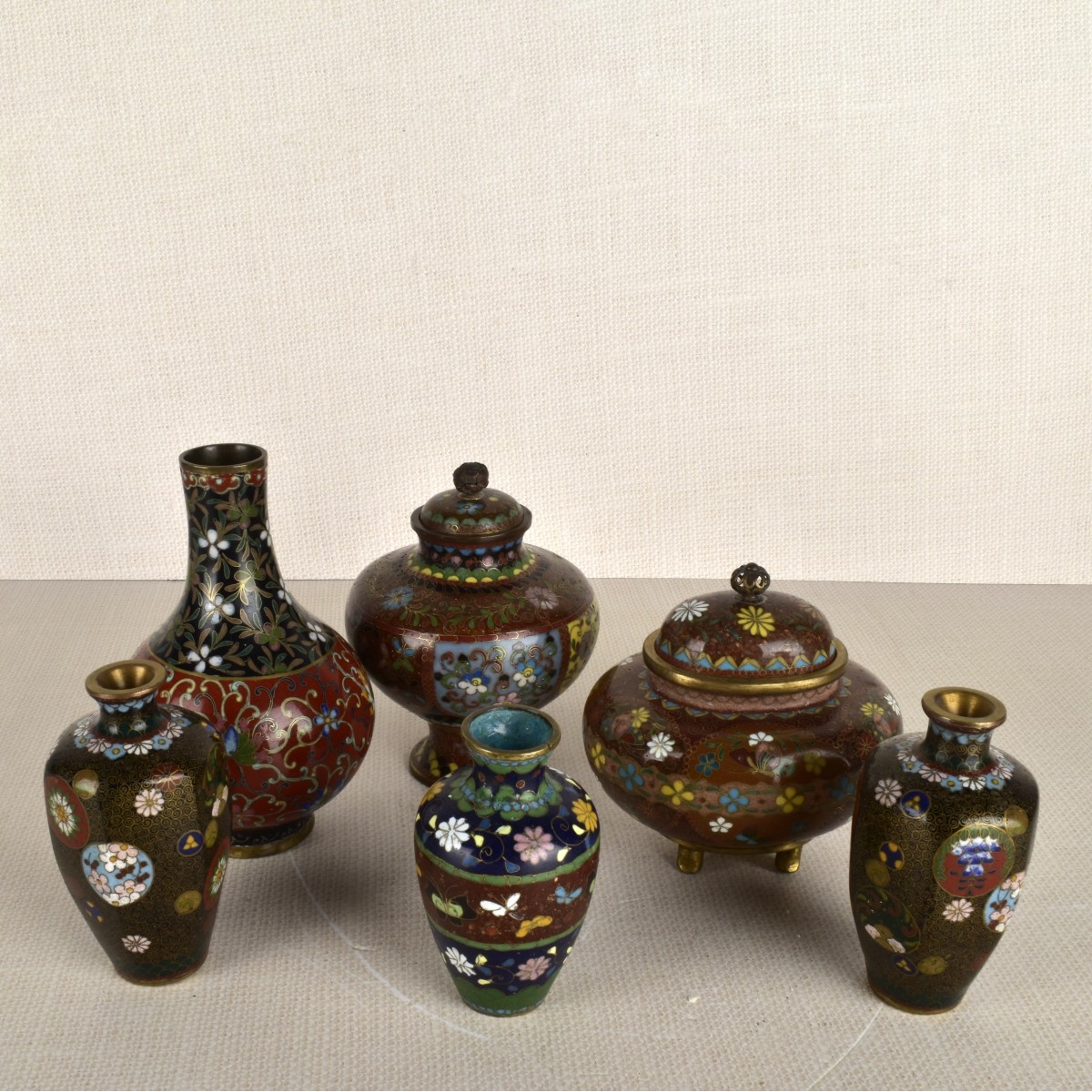 Group of Six (6) Japanese Cloisonne Items
