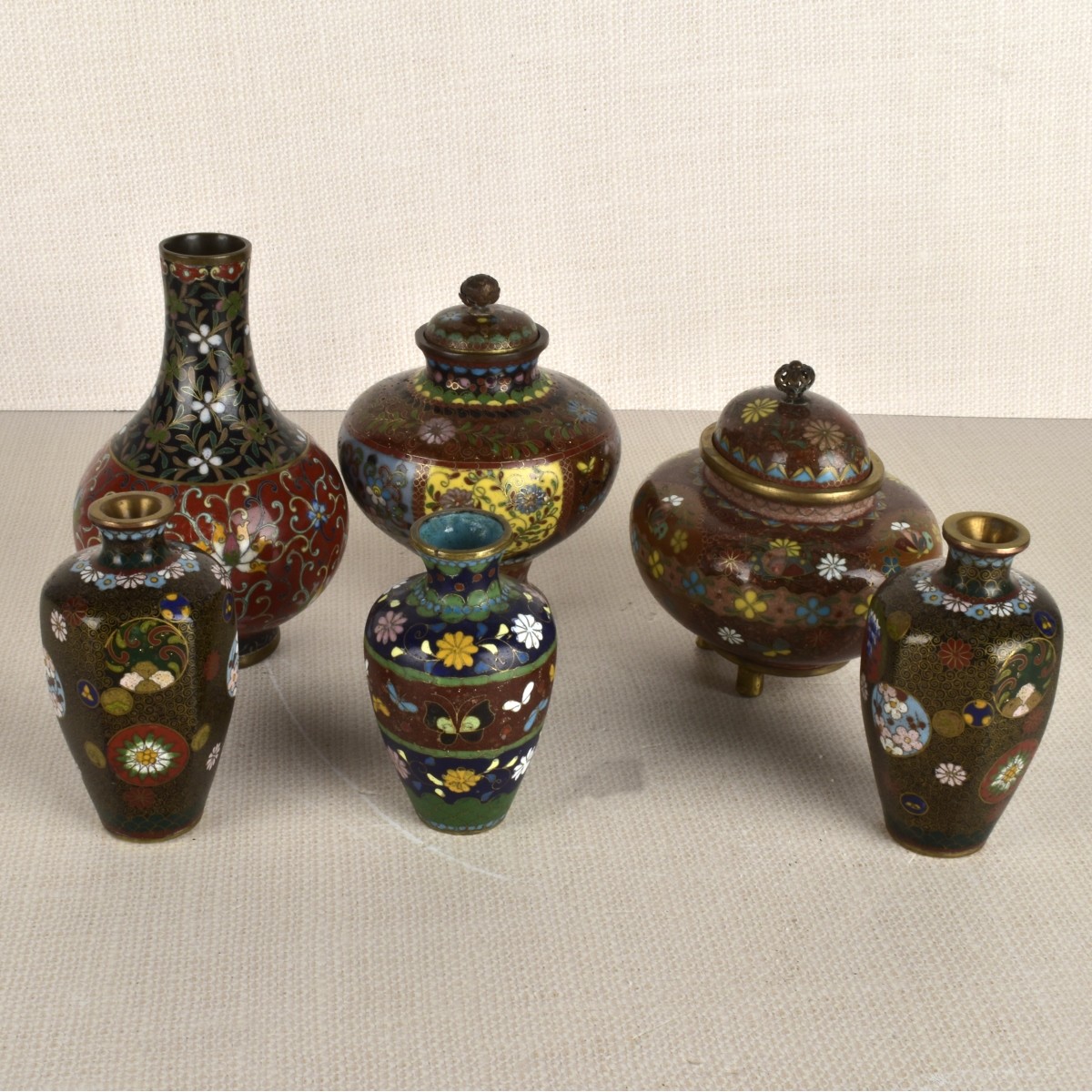 Group of Six (6) Japanese Cloisonne Items