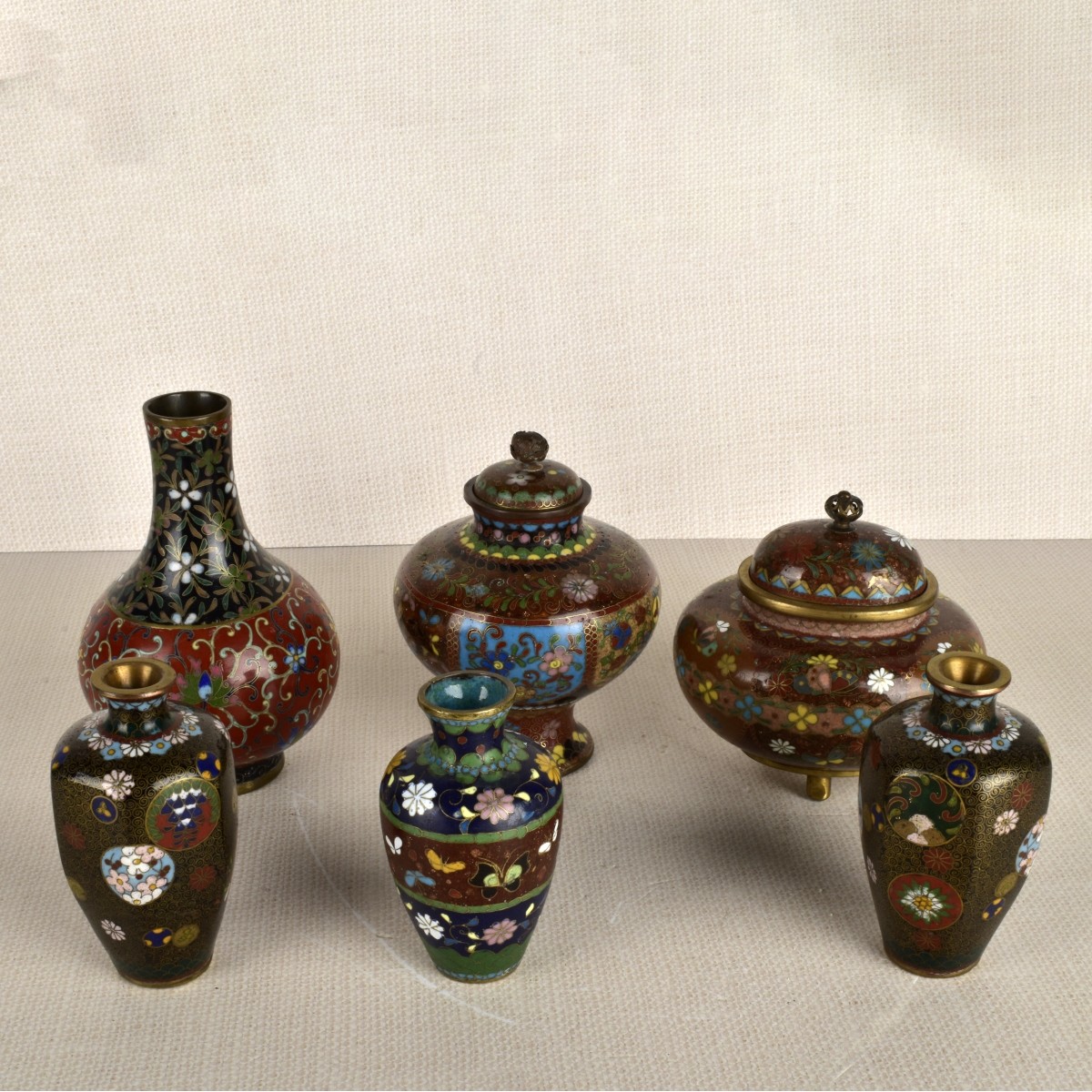 Group of Six (6) Japanese Cloisonne Items