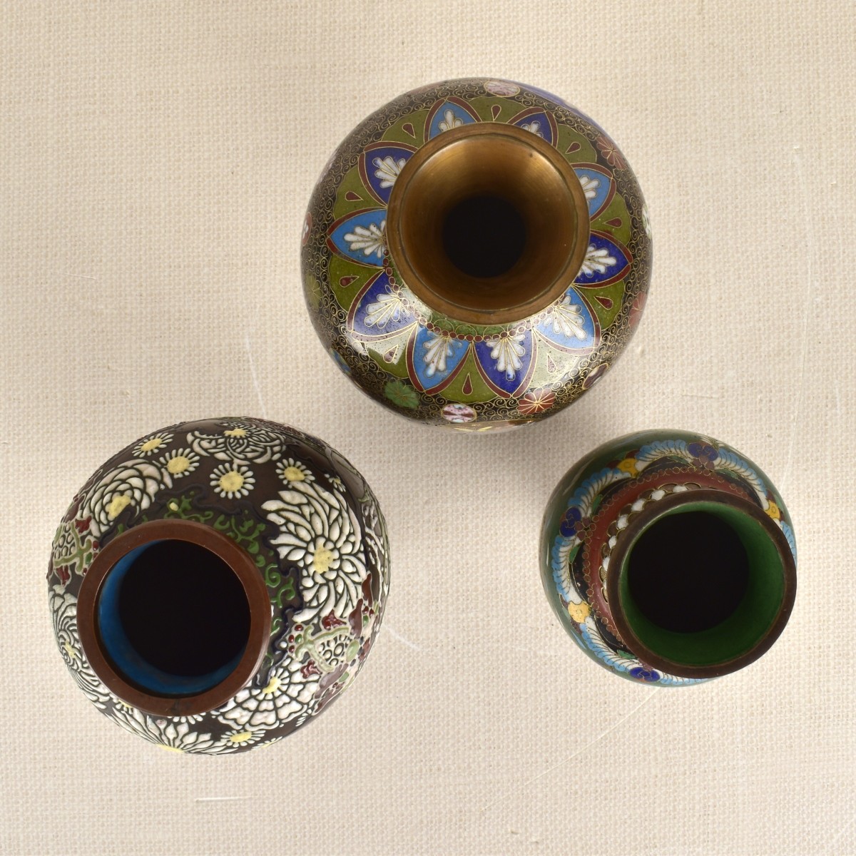 Three (3) Japanese Cloisonne Vases