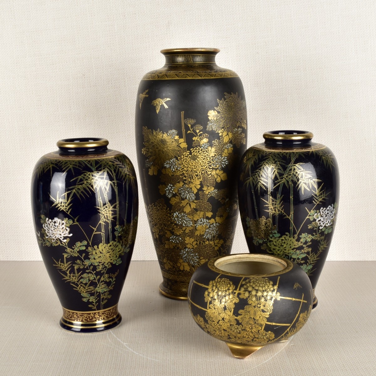 Collection of Four (4) Japanese Satsuma Vessels