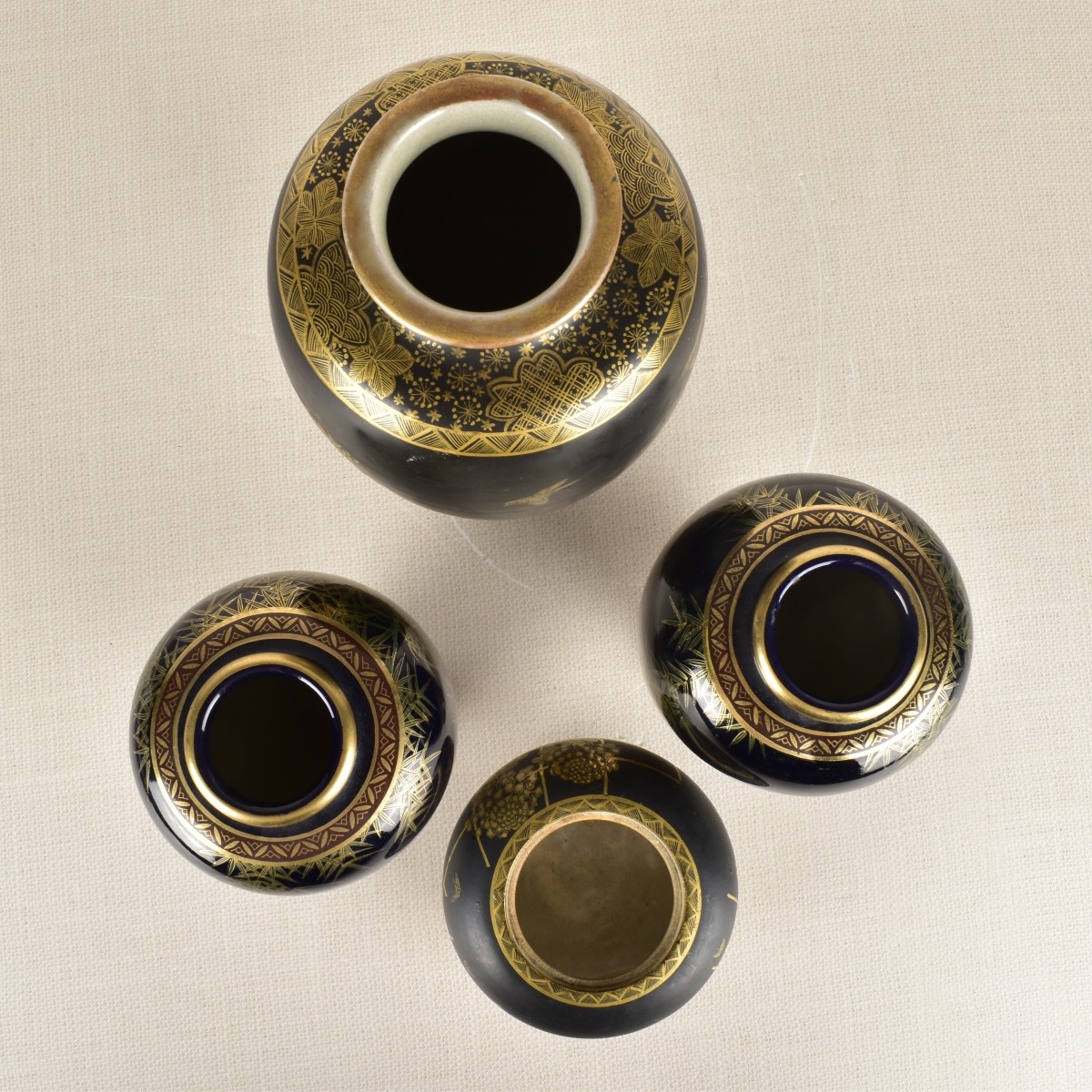 Collection of Four (4) Japanese Satsuma Vessels