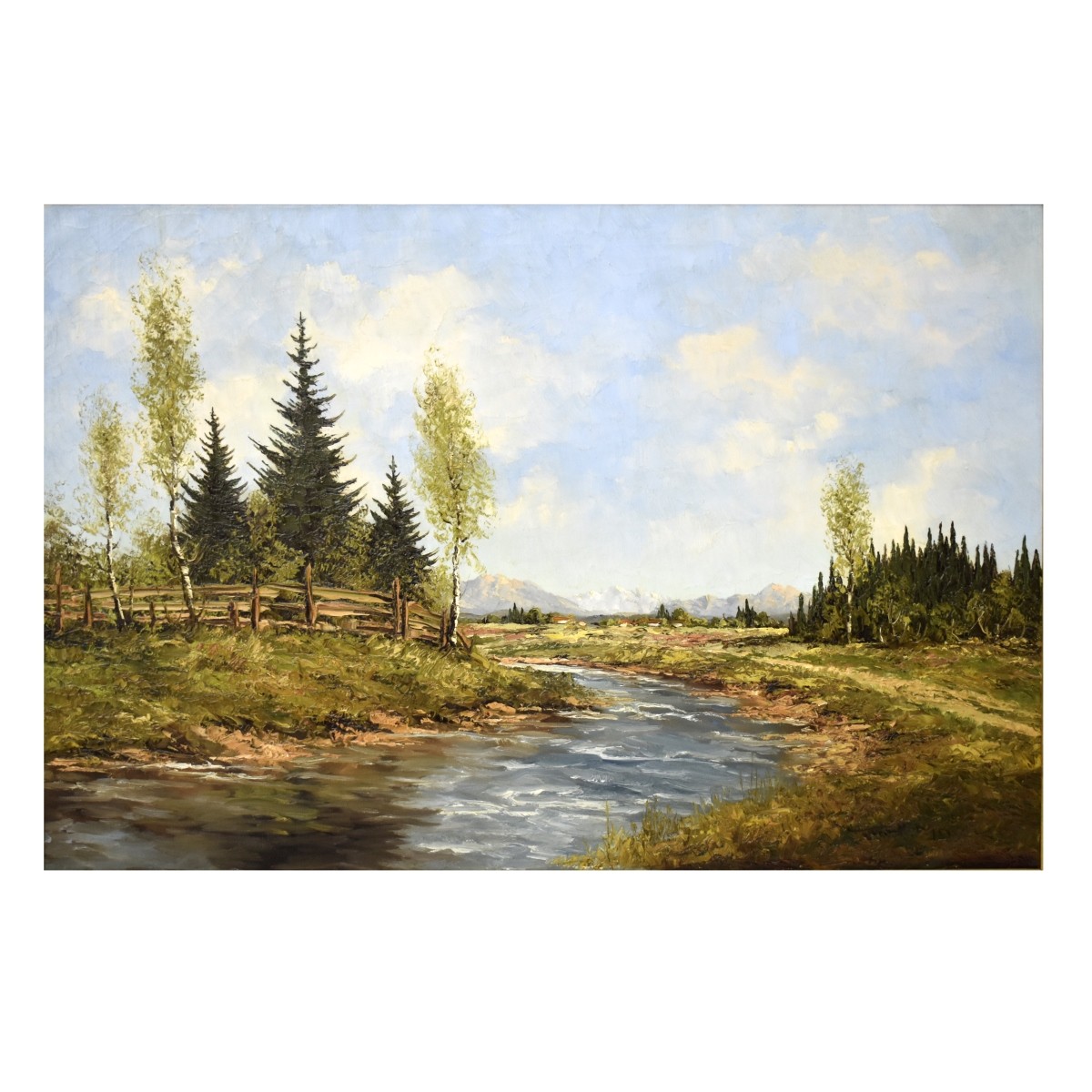 Framed Oil on Canvas of a Landscape Scene