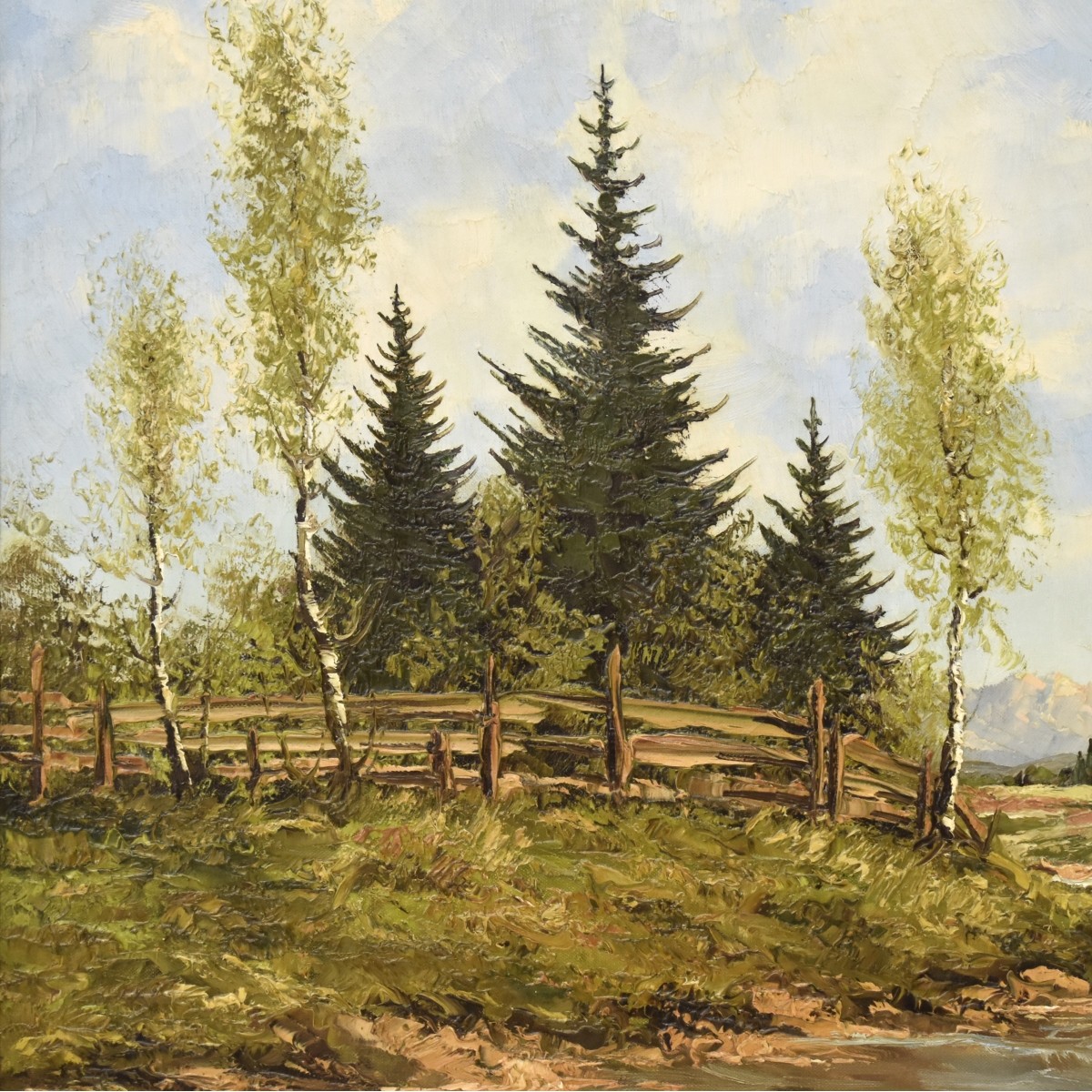 Framed Oil on Canvas of a Landscape Scene