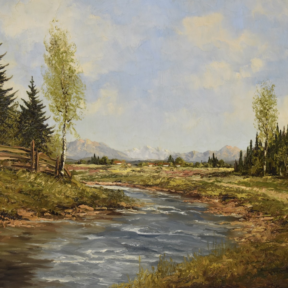 Framed Oil on Canvas of a Landscape Scene