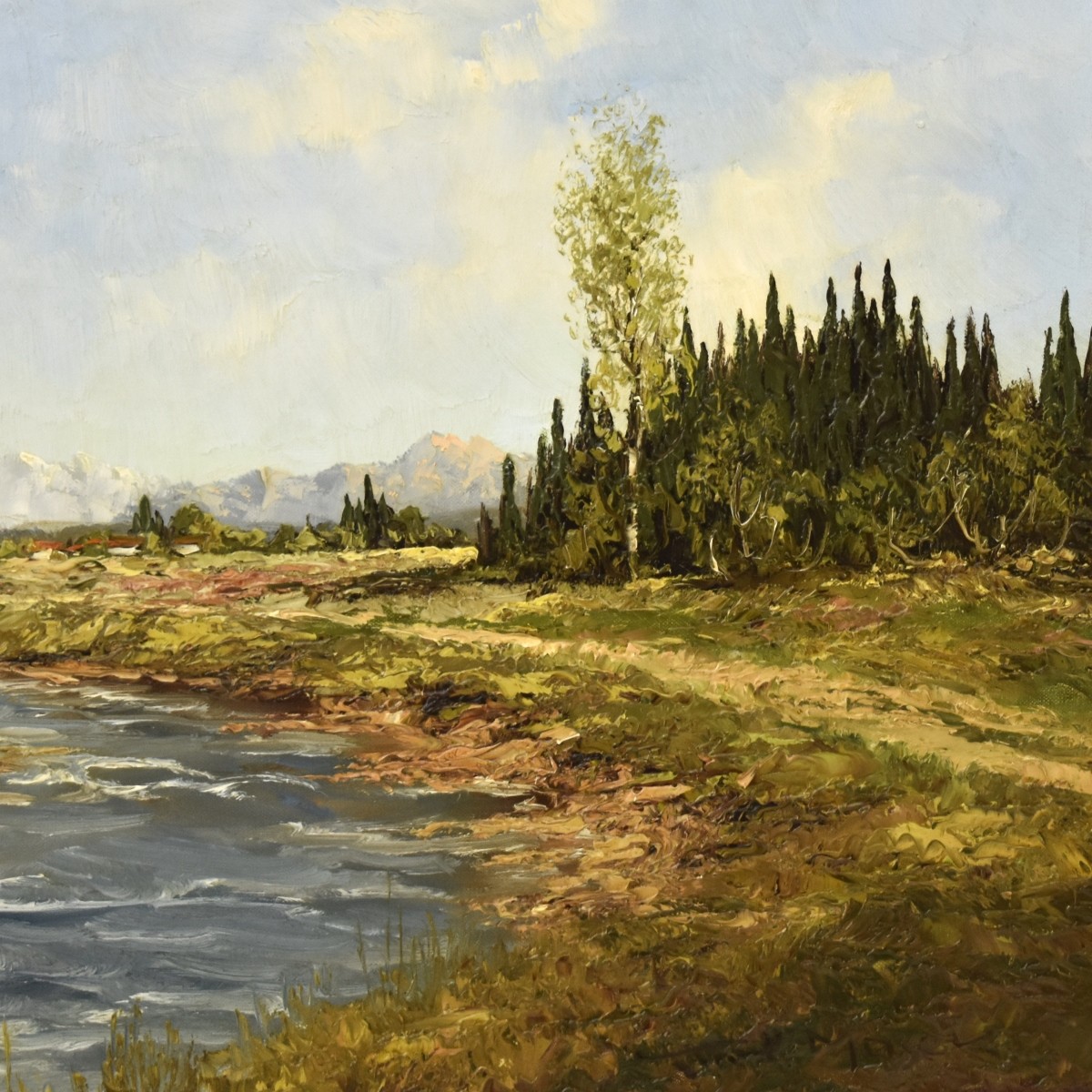 Framed Oil on Canvas of a Landscape Scene