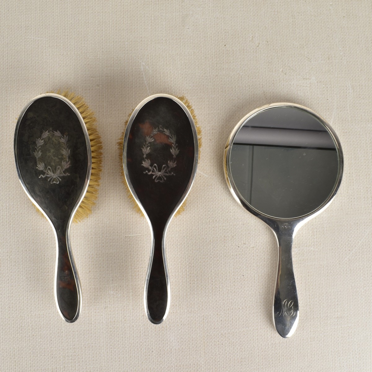 (7) Pieces English Sterling Silver Dresser Pieces