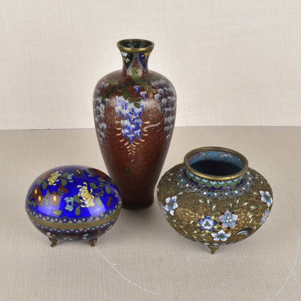 Three Asian Cloisonne Pieces