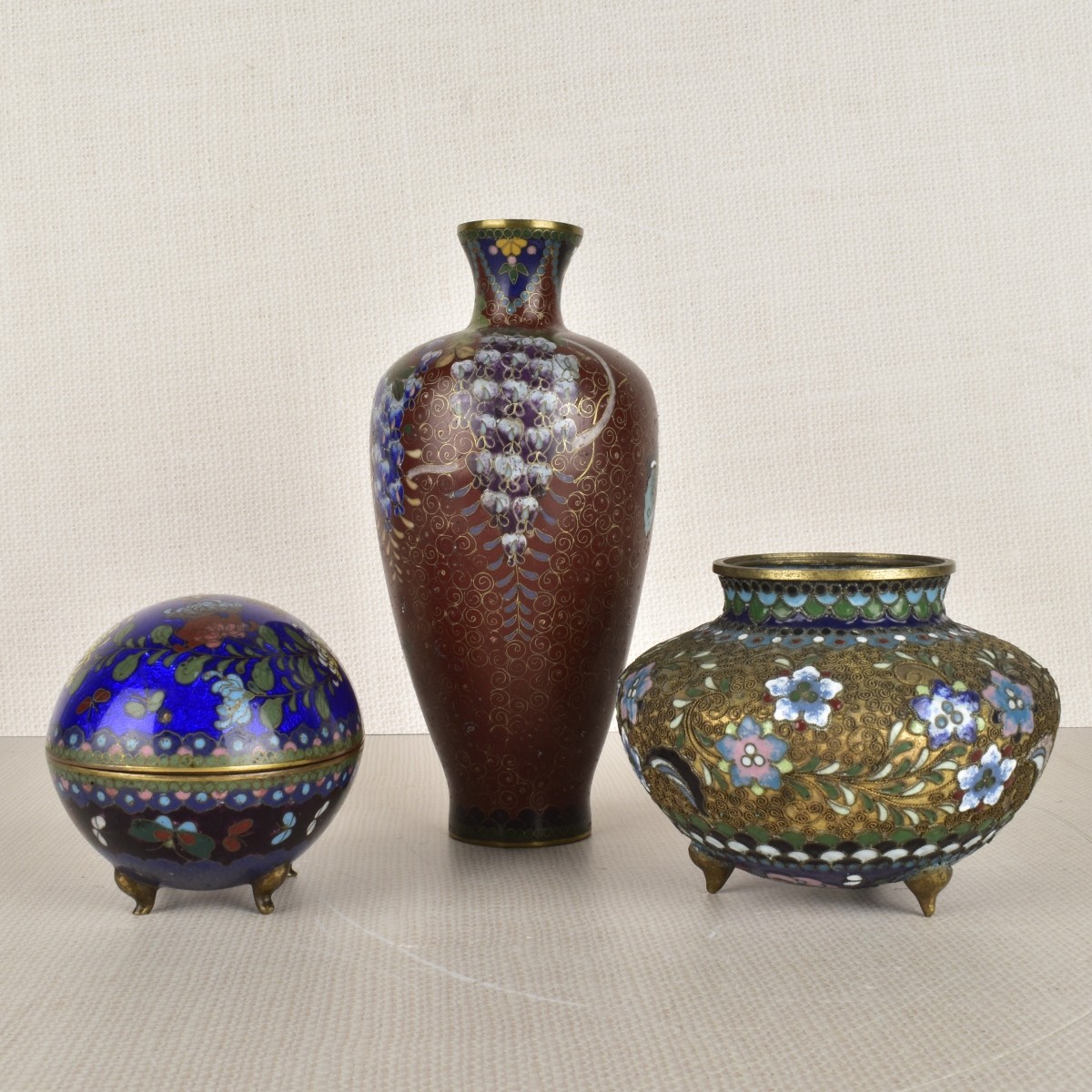 Three Asian Cloisonne Pieces