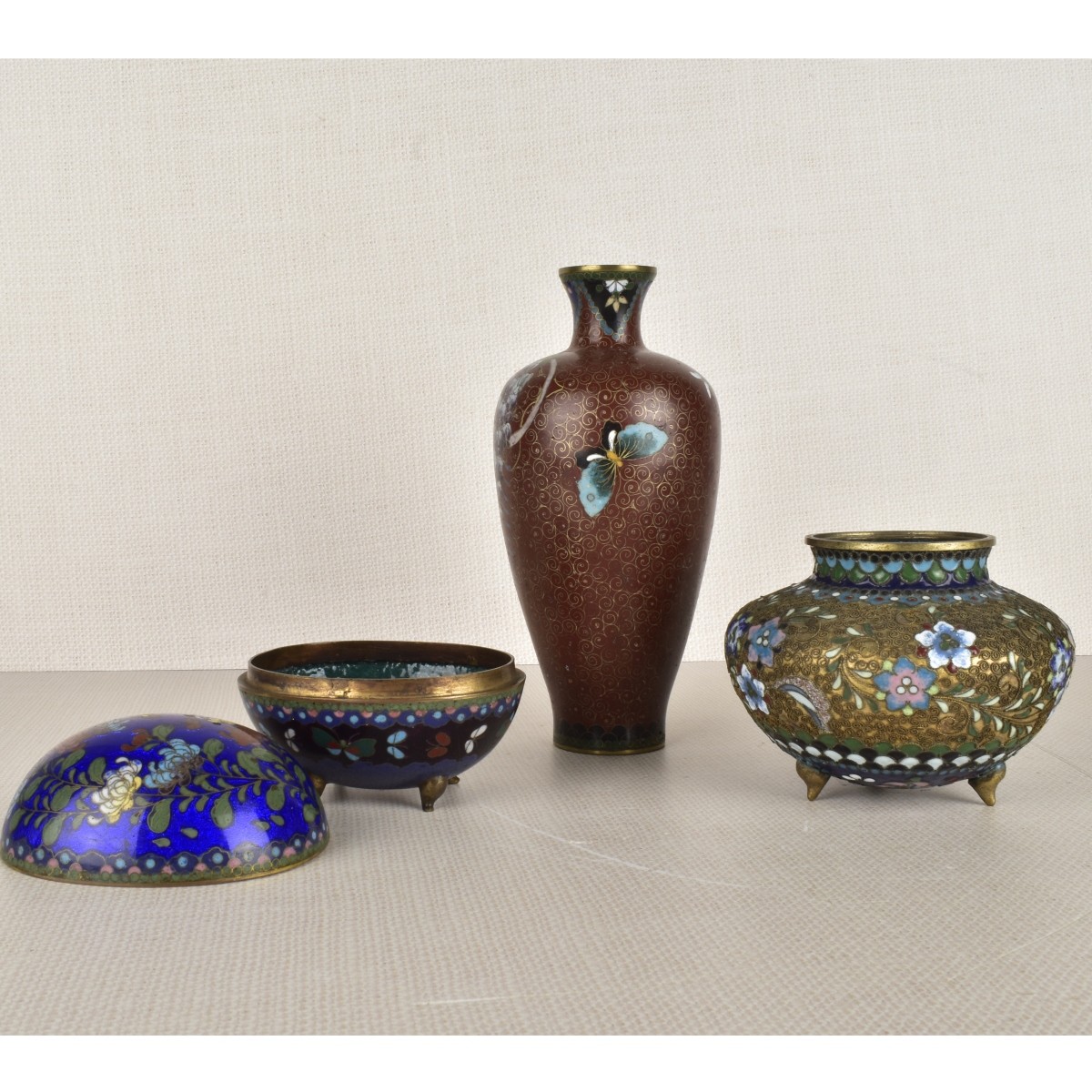 Three Asian Cloisonne Pieces