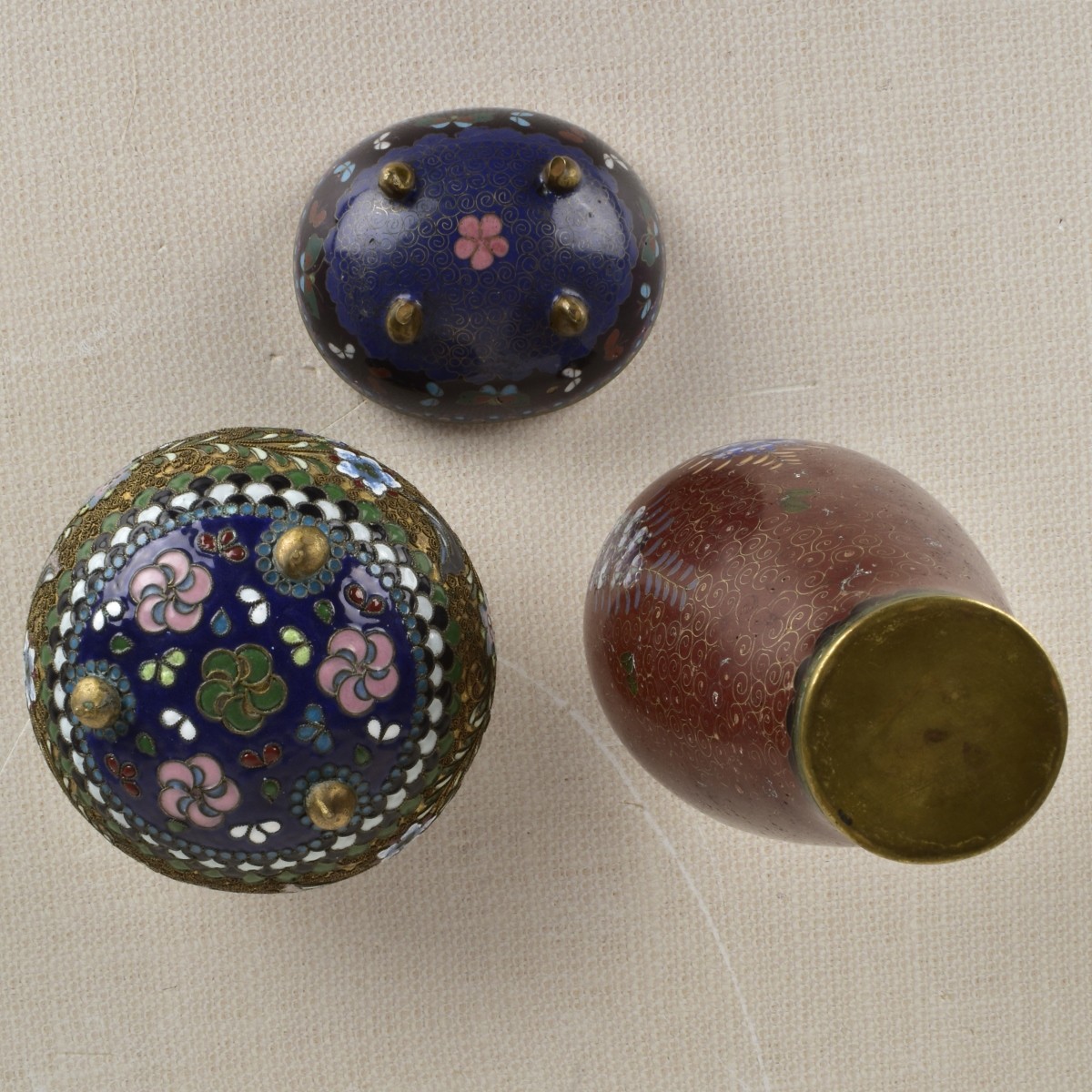 Three Asian Cloisonne Pieces