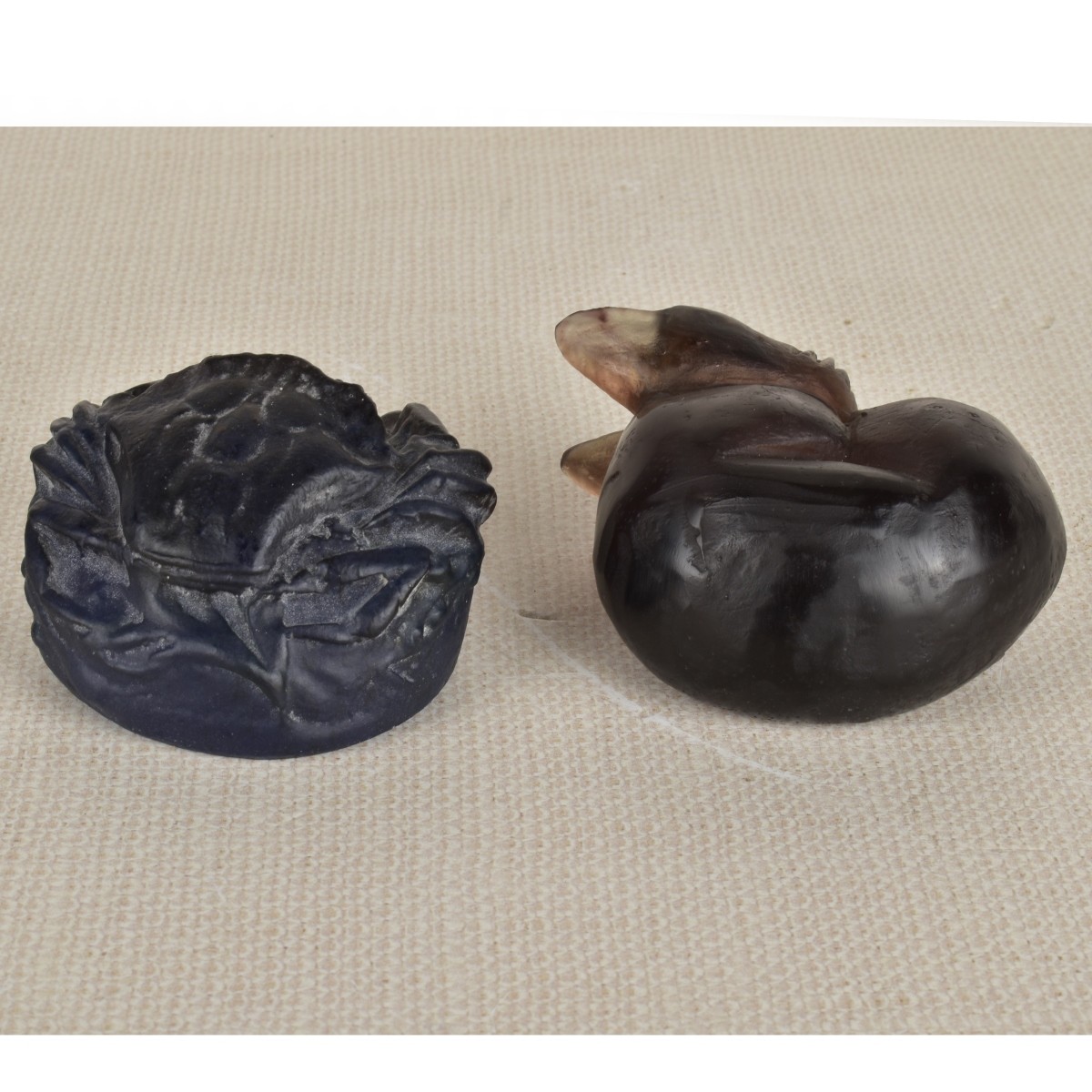Two (2) Pate de Verre Paperweights