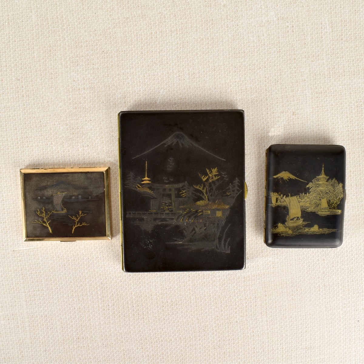 Four (4) Japanese Komai Damascene Items