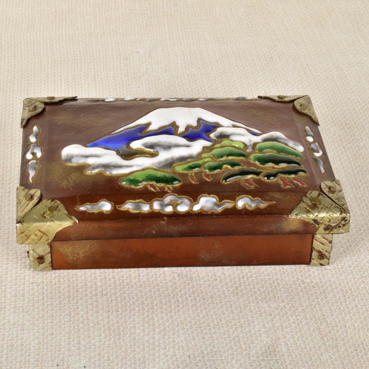 Japanese Enamel Box with Cover