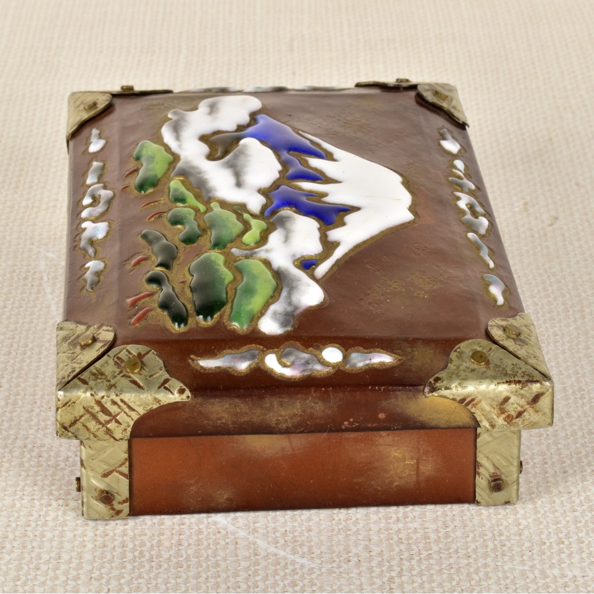 Japanese Enamel Box with Cover