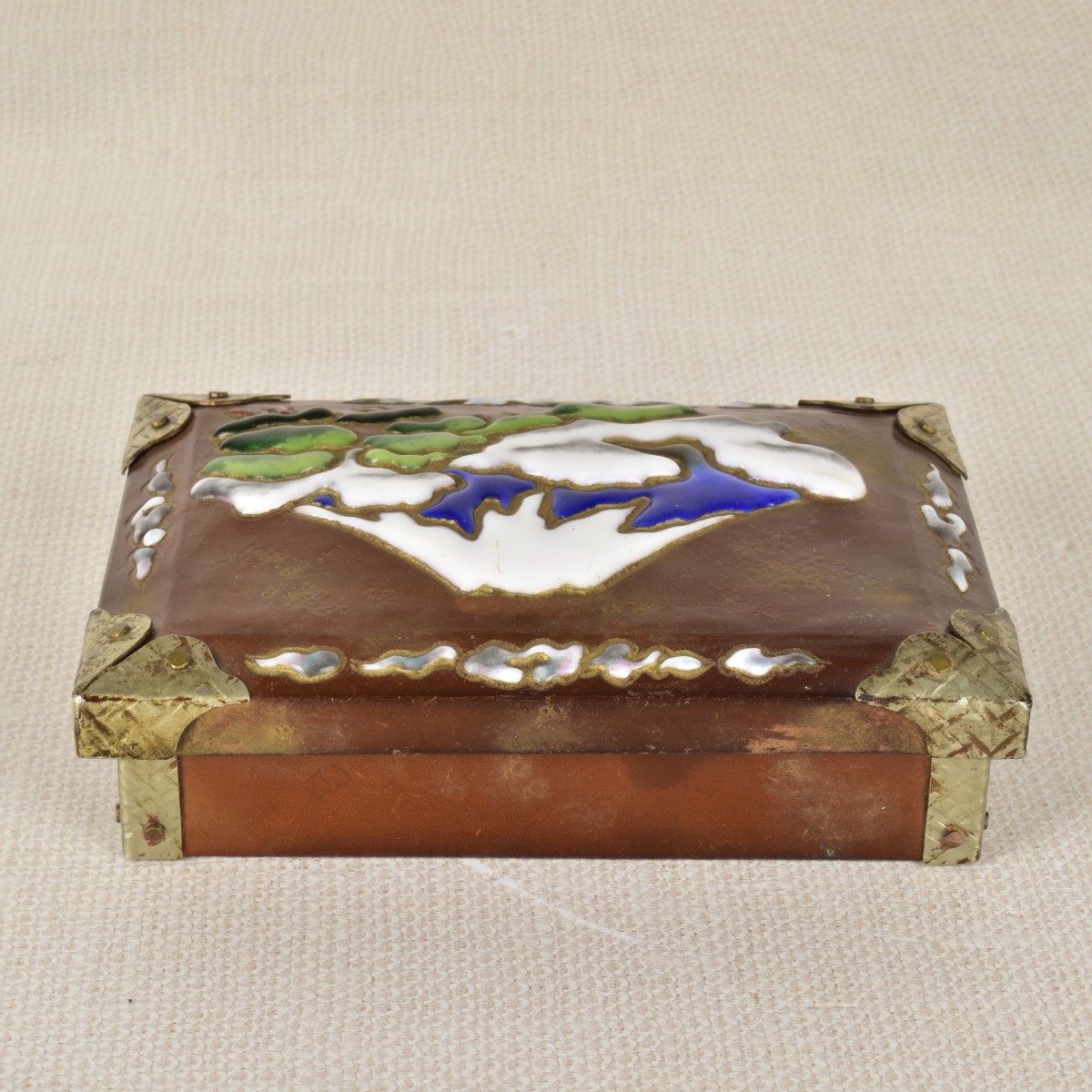 Japanese Enamel Box with Cover