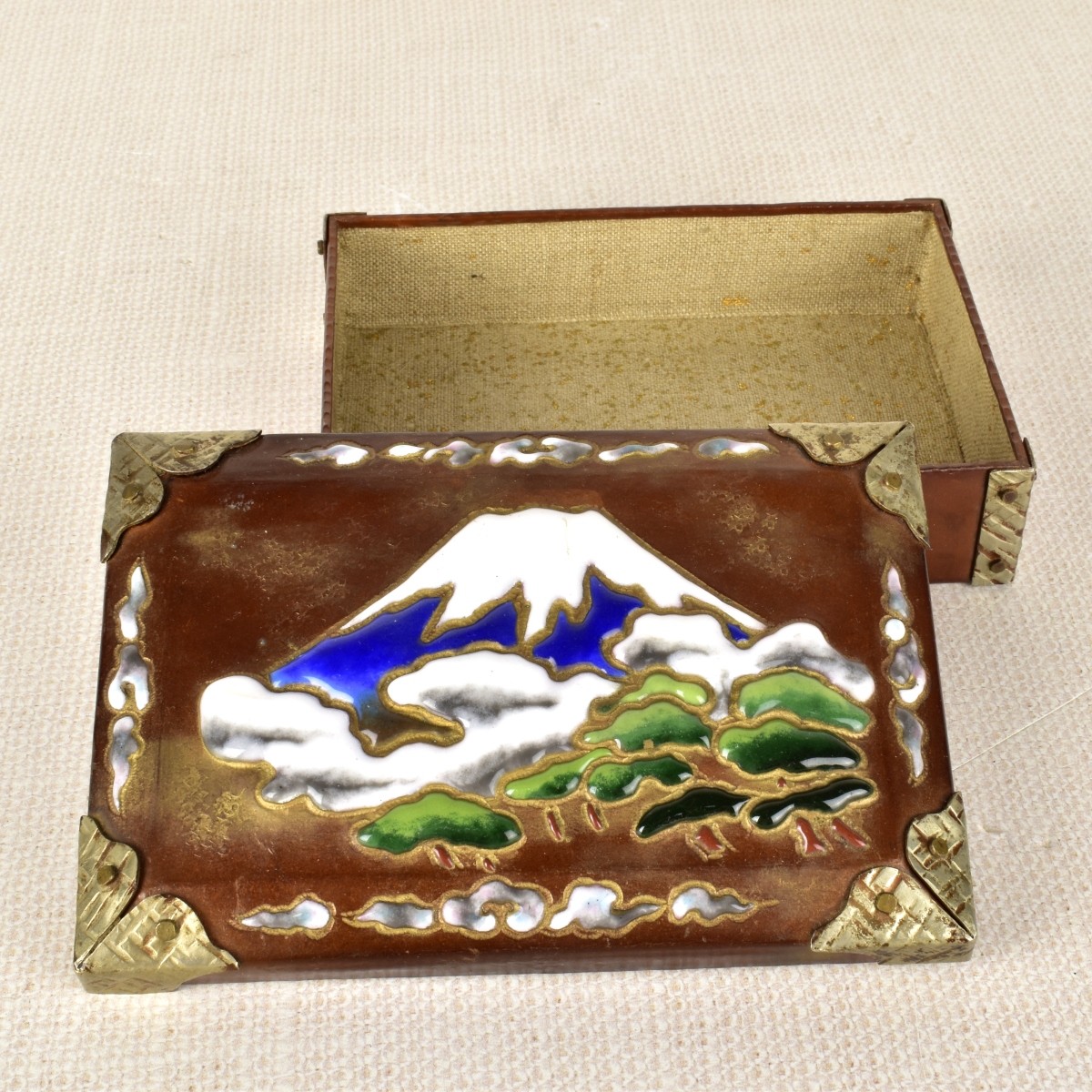 Japanese Enamel Box with Cover