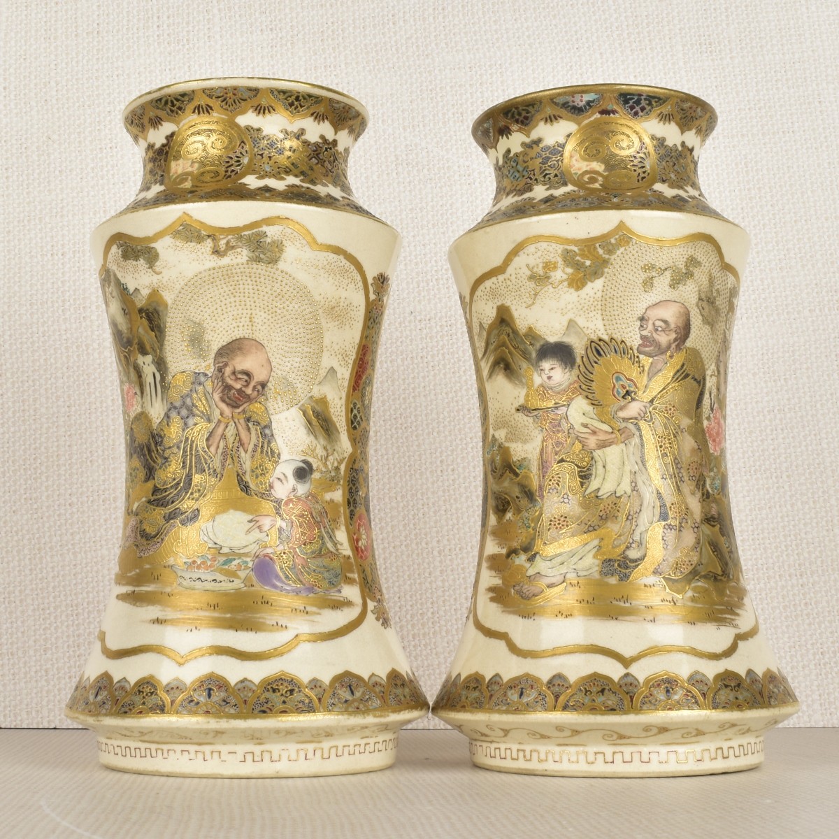 Pair of Japanese Satsuma Porcelain Vases
