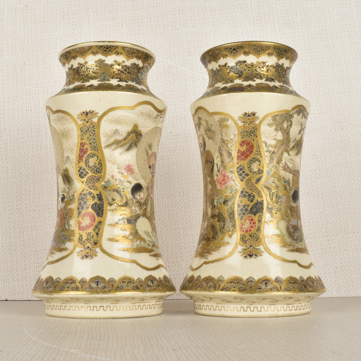Pair of Japanese Satsuma Porcelain Vases