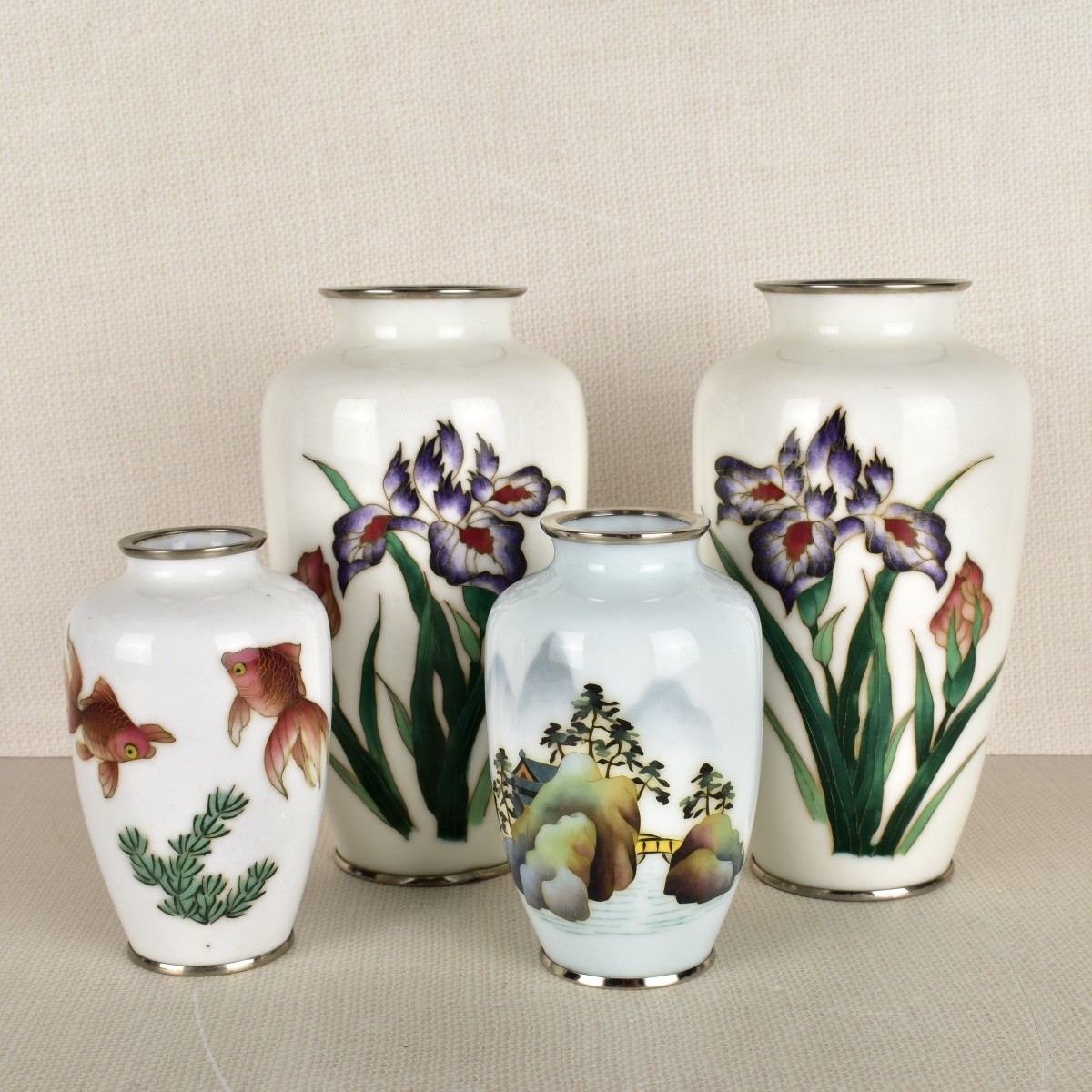 Four (4) Japanese Cloisonne Vases