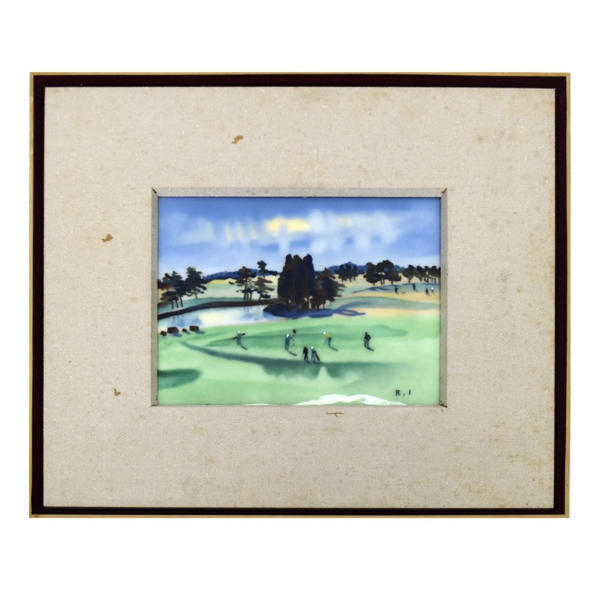 Japanese Cloisonne Plaque of Golfers