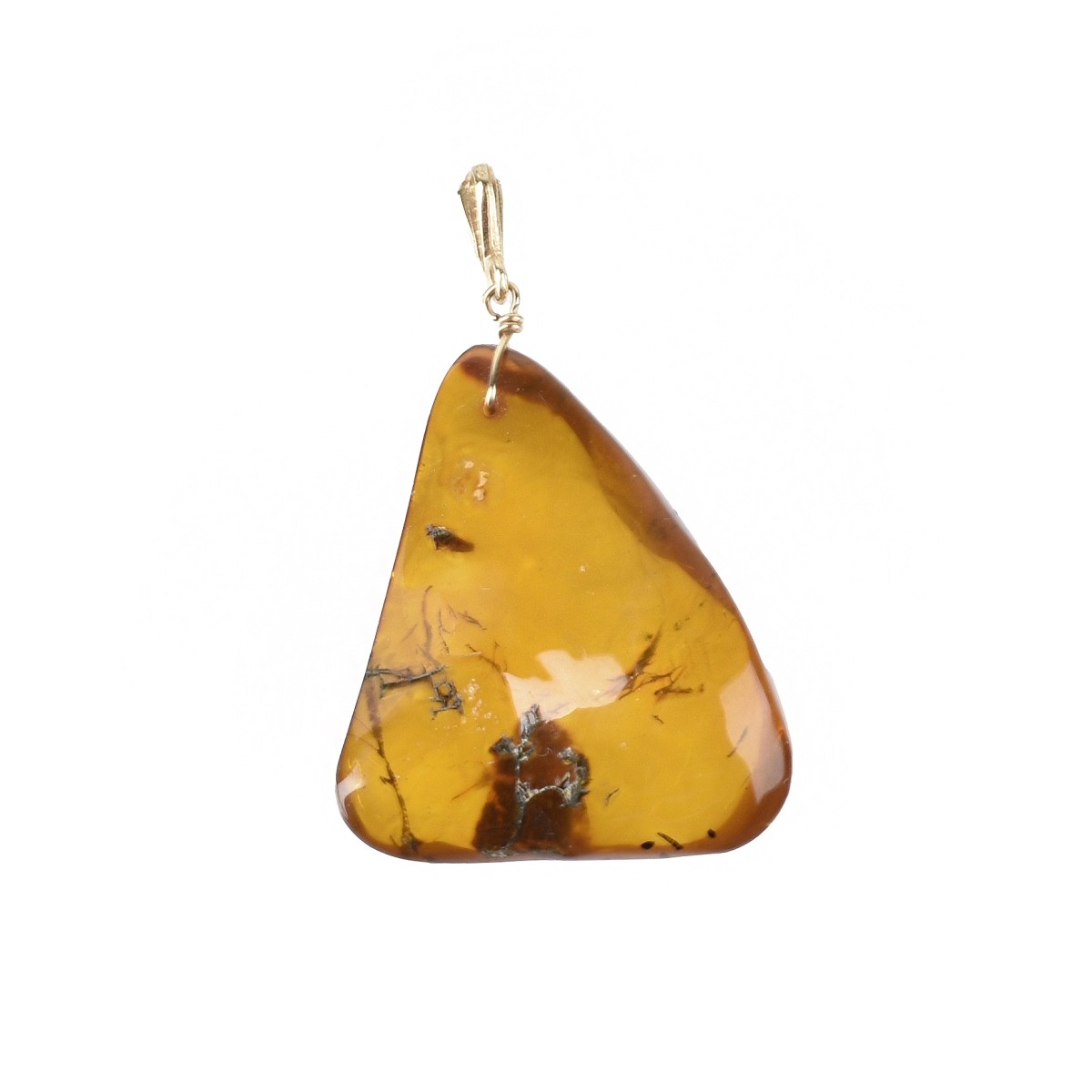 Amber and 14K Pendant