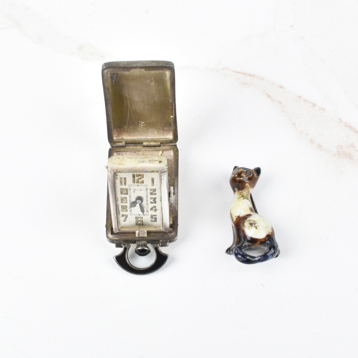 Silver and Enamel Watch and Pin
