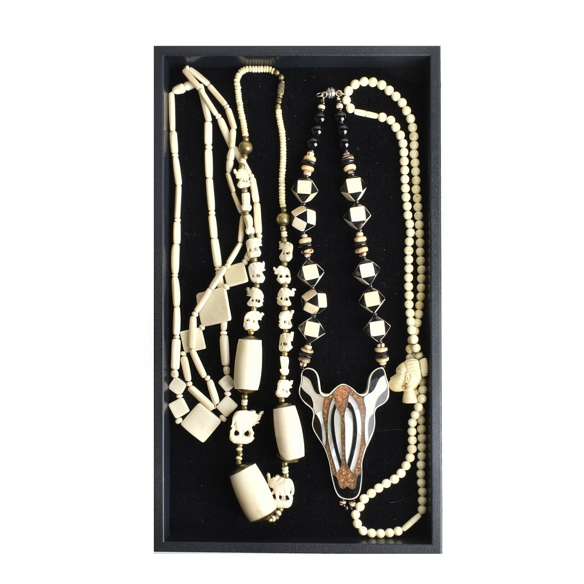 African Carved Beaded Necklaces
